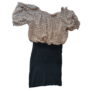 Vestido com padrão - preto e bege